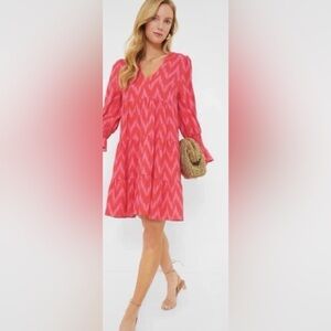 Women's Tuckernuck Pomander Place Hot Pink Ikat Kenzo Dress Size Large